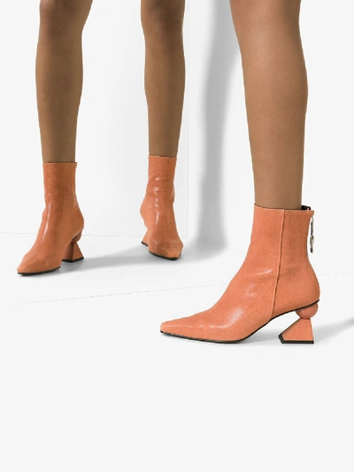 Shop Yuul Yie Orange Amoeba Glam 70 Leather Boots In Apricot