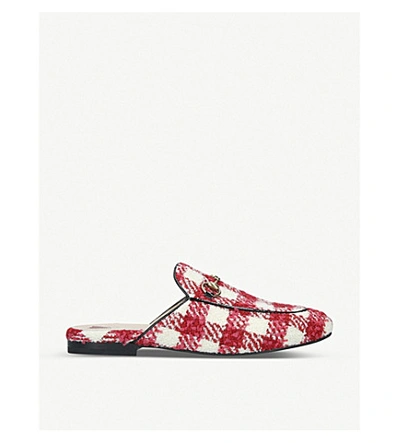 Shop Gucci Princetown Tweed Slippers In Black/comb