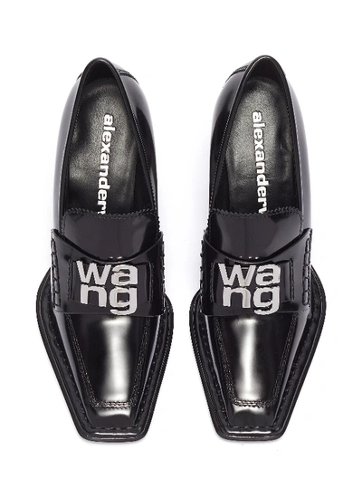 Shop Alexander Wang 'parker' Logo Plate Leather Loafer Pumps