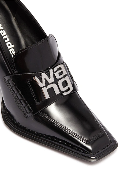 Shop Alexander Wang 'parker' Logo Plate Leather Loafer Pumps