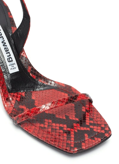 Shop Alexander Wang 'ivy' Snake Embossed Leather Logo Slingback Sandals