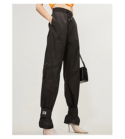 Shop Off-white Cuffed Shell Jogging Bottoms In Black No Colour