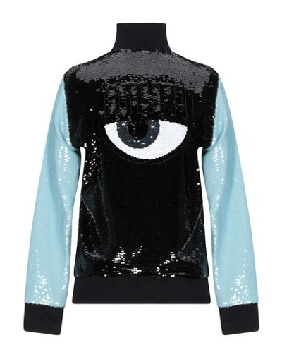 Shop Chiara Ferragni Woman Sweatshirt Black Size S Polyester, Polyethylene