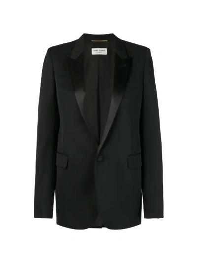 Shop Saint Laurent Giacca Smoking Jacket In Black