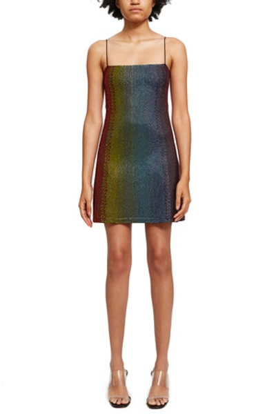 Shop Adam Selman Sport Opening Ceremony Crystal Slip Dress In Rainbow/black