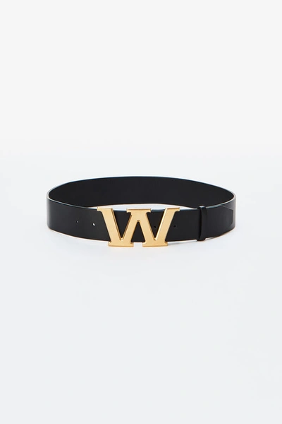 Shop Alexander Wang W Gold Emboss Belt In Black