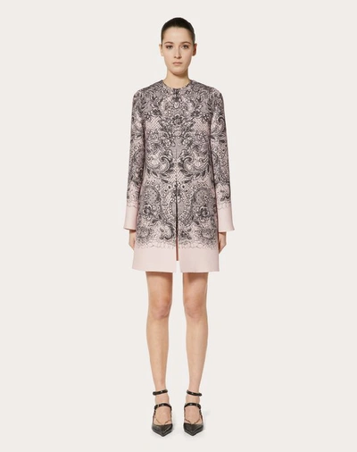 Shop Valentino Lace Print Crepe Couture Coat In Multicolored