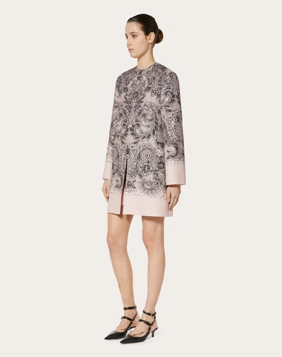 Shop Valentino Lace Print Crepe Couture Coat In Multicolored