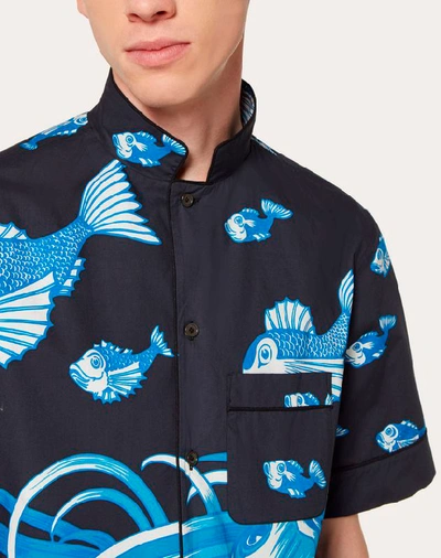 Shop Valentino Uomo Short-sleeve Fishrain Shirt In Multicolored