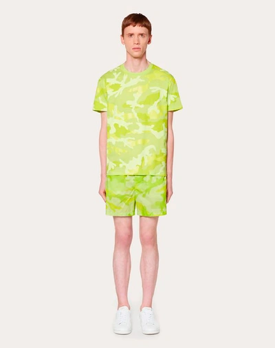 Shop Valentino Uomo Camouflage Bathing Suit In Florescent Yellow
