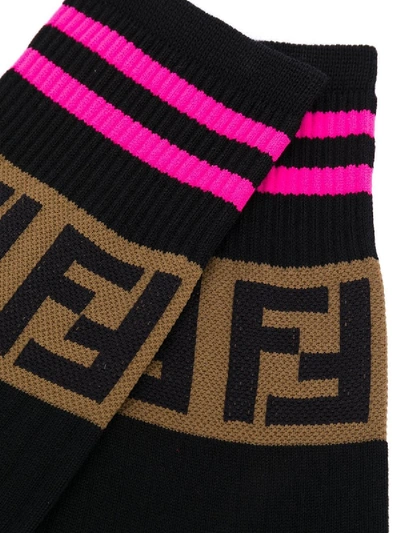 Shop Fendi Ff Logo Sport Socks Black