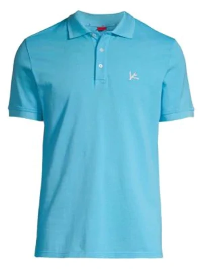 Shop Isaia Piqué Polo In Turquoise