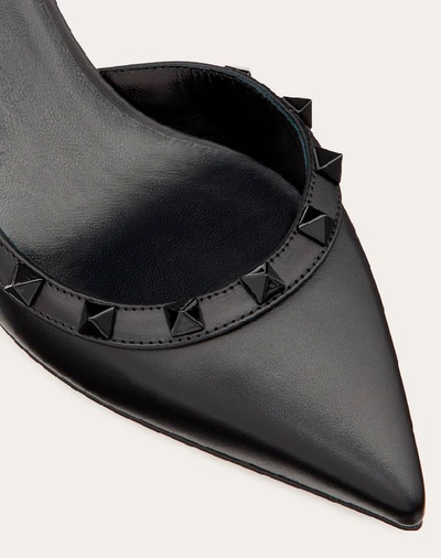 Shop Valentino Garavani Rockstud Calfskin Leather Slingback Pump 50 Mm In Black