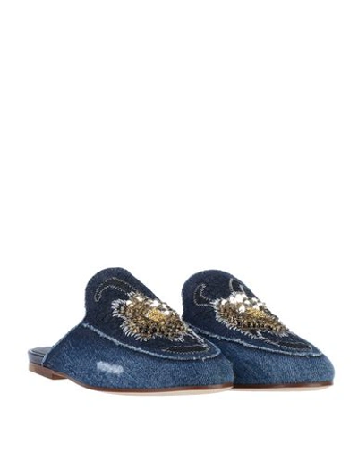 Shop Tod's Woman Mules & Clogs Blue Size 6.5 Textile Fibers