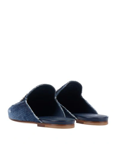 Shop Tod's Woman Mules & Clogs Blue Size 6.5 Textile Fibers