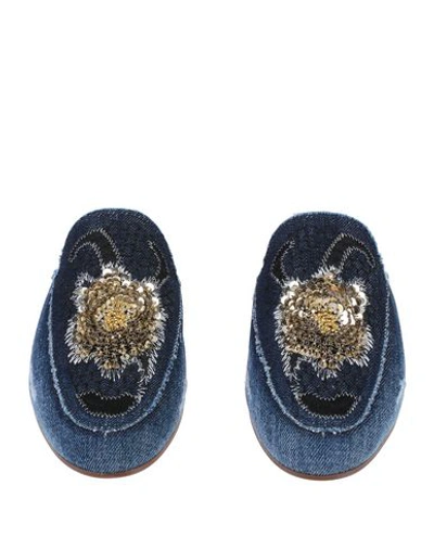 Tod's Woman Mules & Clogs Blue Size 6.5 Textile Fibers In Blue