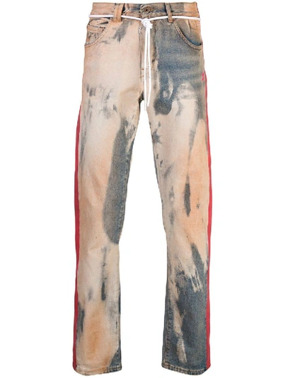 Shop Off-white Two-tone Denim Jeans Bleach In Multicolor