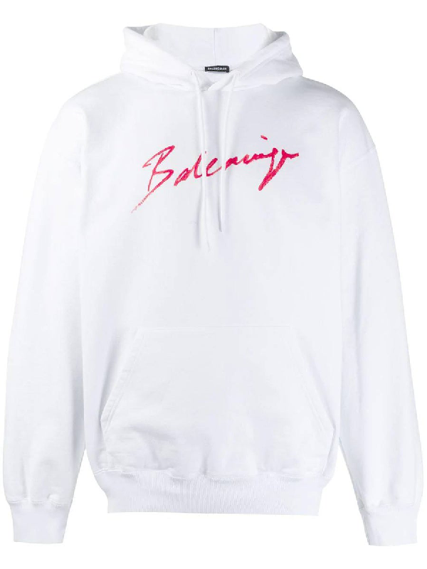 white hoodie with red writing