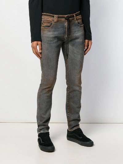Shop Off-white Stain Effect Skinny-fit Jeans Blue/brown