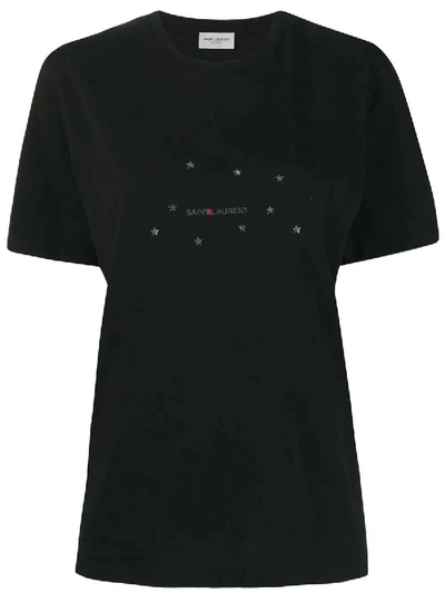 Shop Saint Laurent Constellation Logo Print T-shirt In Black