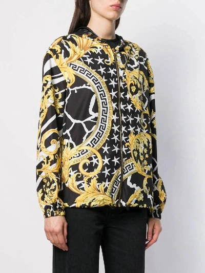 Shop Versace Printed Hooded Jacket