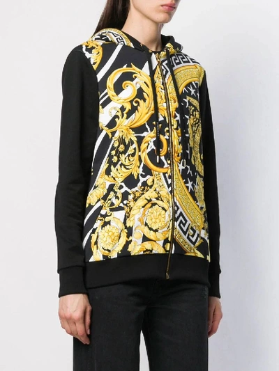 Shop Versace Printed Zip-front Hoodie