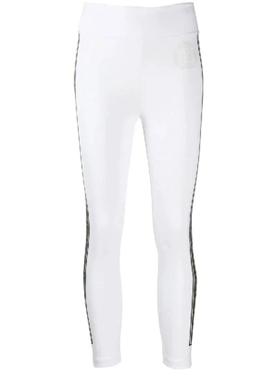 Shop Fendi High Waisted Logo Leggings White