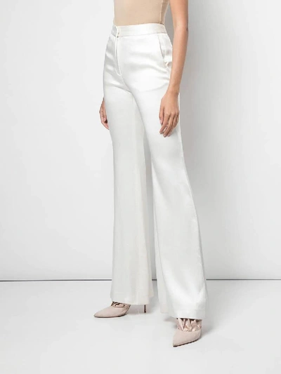 Shop Adam Lippes White Double Hammered Satin Pant