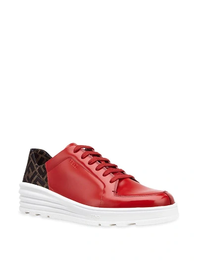Shop Fendi Ff Motif Lace-up Sneakers Red