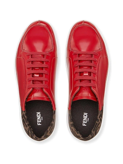 Shop Fendi Ff Motif Lace-up Sneakers Red