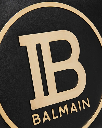 Shop Balmain Logo Leather Shopping Tote