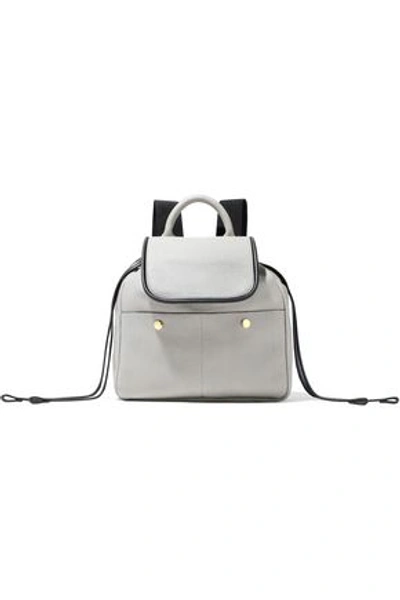 Shop Marni Woman Pebbled-leather Backpack Light Gray