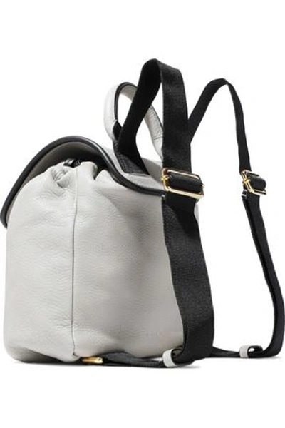 Shop Marni Woman Pebbled-leather Backpack Light Gray