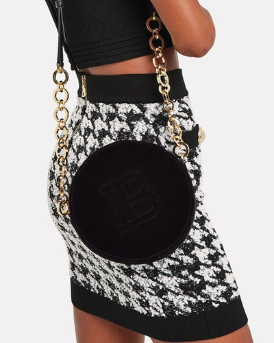Shop Balmain Disco Mini Circle Velvet Bag In Black