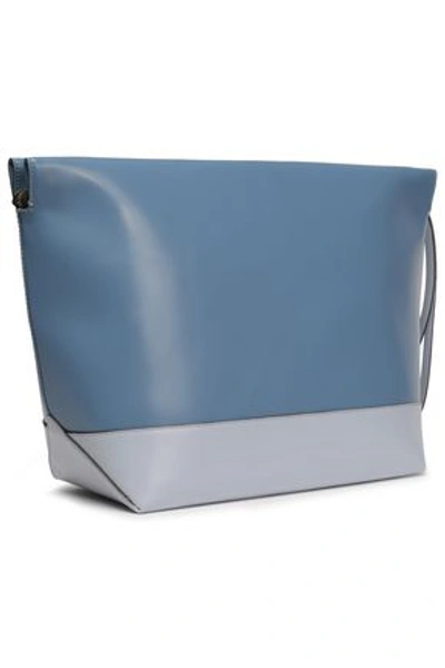 Shop Marni Woman Two-tone Leather Pouch Light Blue