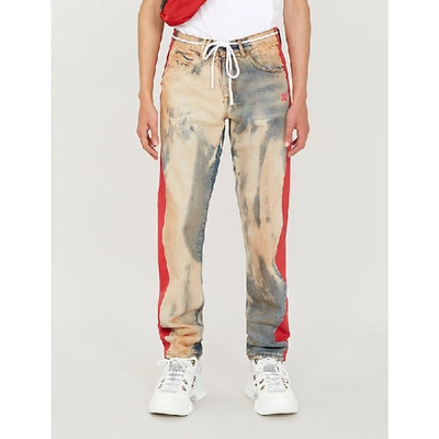Shop Off-white Side-panel Slim-fit Bleached Jeans In Bleach Fuchsia