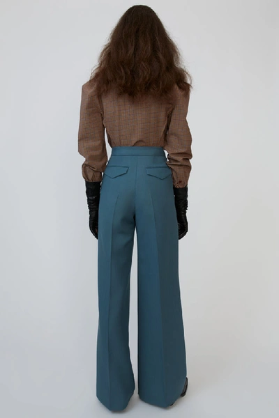 Shop Acne Studios Double Pleated Trousers Mineral Blue