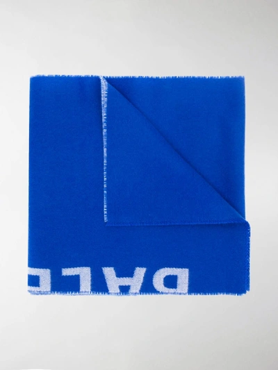 Shop Balenciaga Jacquard Logo Scarf In Blue