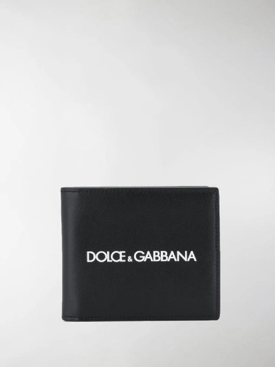 Shop Dolce & Gabbana Island Logo Print Bi-fold Wallet In Black