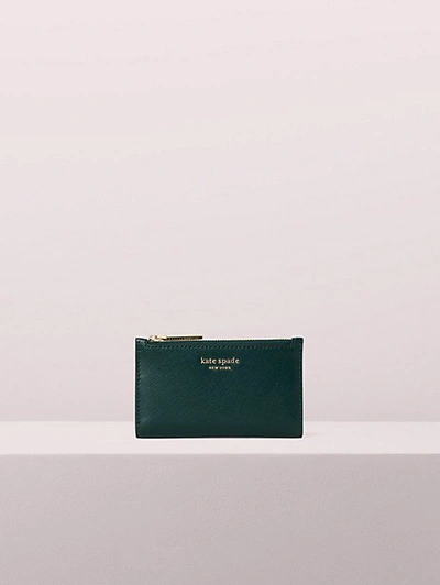 Shop Kate Spade Spencer Small Slim Bifold Wallet In Deep Evergreen