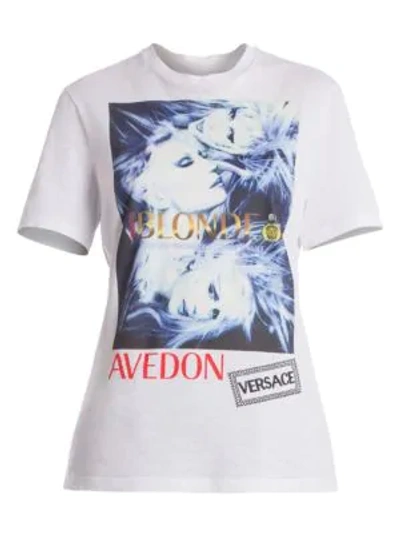 Shop Versace Graphic Jersey Tee In White