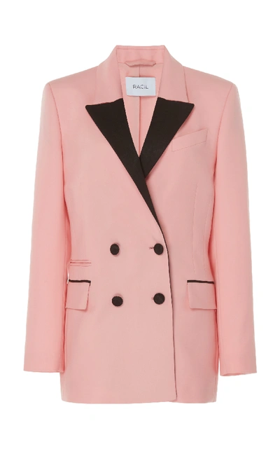 Shop Racil Felix Fitted Double Breasted Tuxedo Jacket In Pink