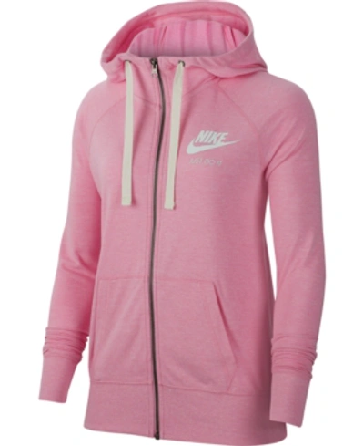 Shop Nike Women's Gym Vintage Full-zip Hoodie In Pink Rise