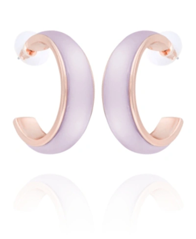 Shop T Tahari Frosted Lucite Hoop Earring In Rose Gold