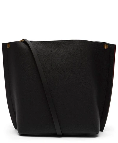 Shop Valentino V-logo Escape Leather Hobo Tote Bag In Nero