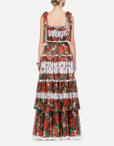 Shop Dolce & Gabbana Long Portofino-print Chiffon Dress In Floral Print