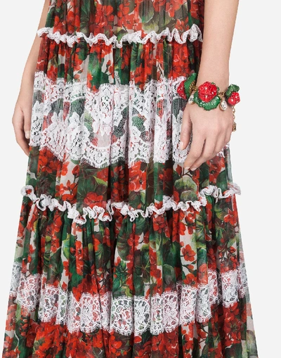 Shop Dolce & Gabbana Long Portofino-print Chiffon Dress In Floral Print