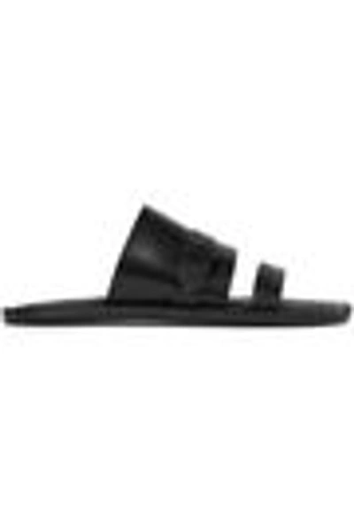 Shop Ann Demeulemeester Buckled Leather Slides In Black