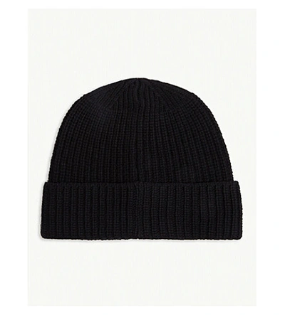 Shop Stone Island Compass Logo Wool Beanie In Black