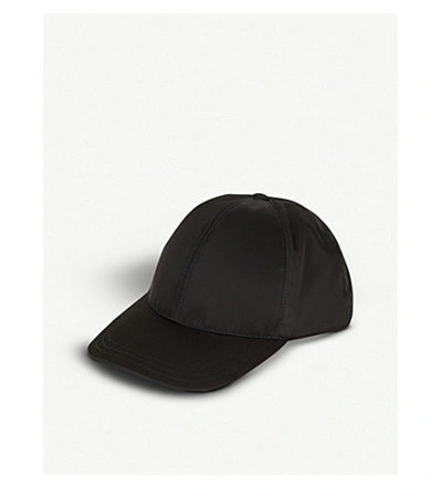 Shop Prada Logo-plaque Nylon Baseball Cap In Black